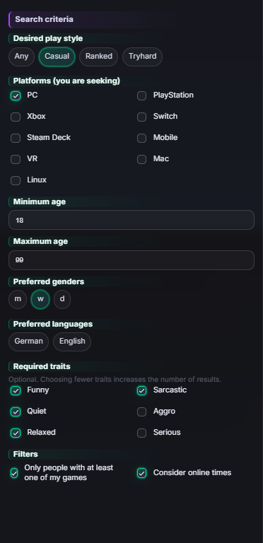 Filters for precise search